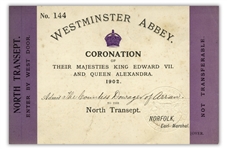Admission Card to the Coronation of King Edward VII and Queen Alexandra in 1902